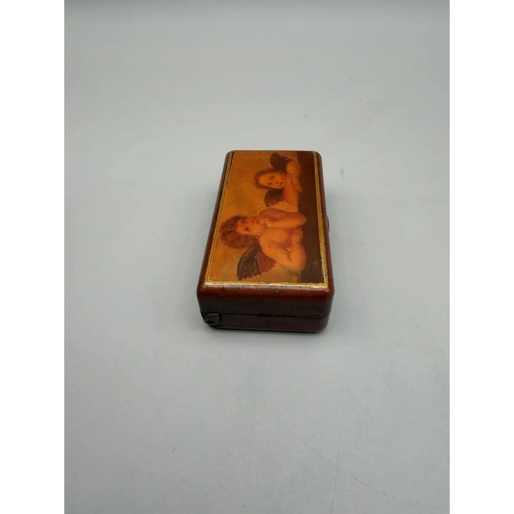 Vintage Cherub Angel Trinket Box Raphael Putti Jewelry Case Red Velvet